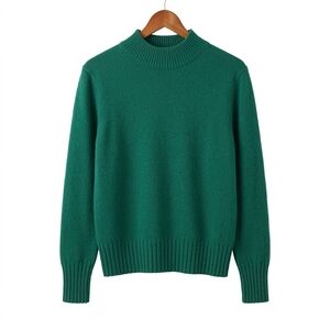 J.Crew Emerald Green 100% Cashmere Mockneck Sweater Soft & Classic Size M
